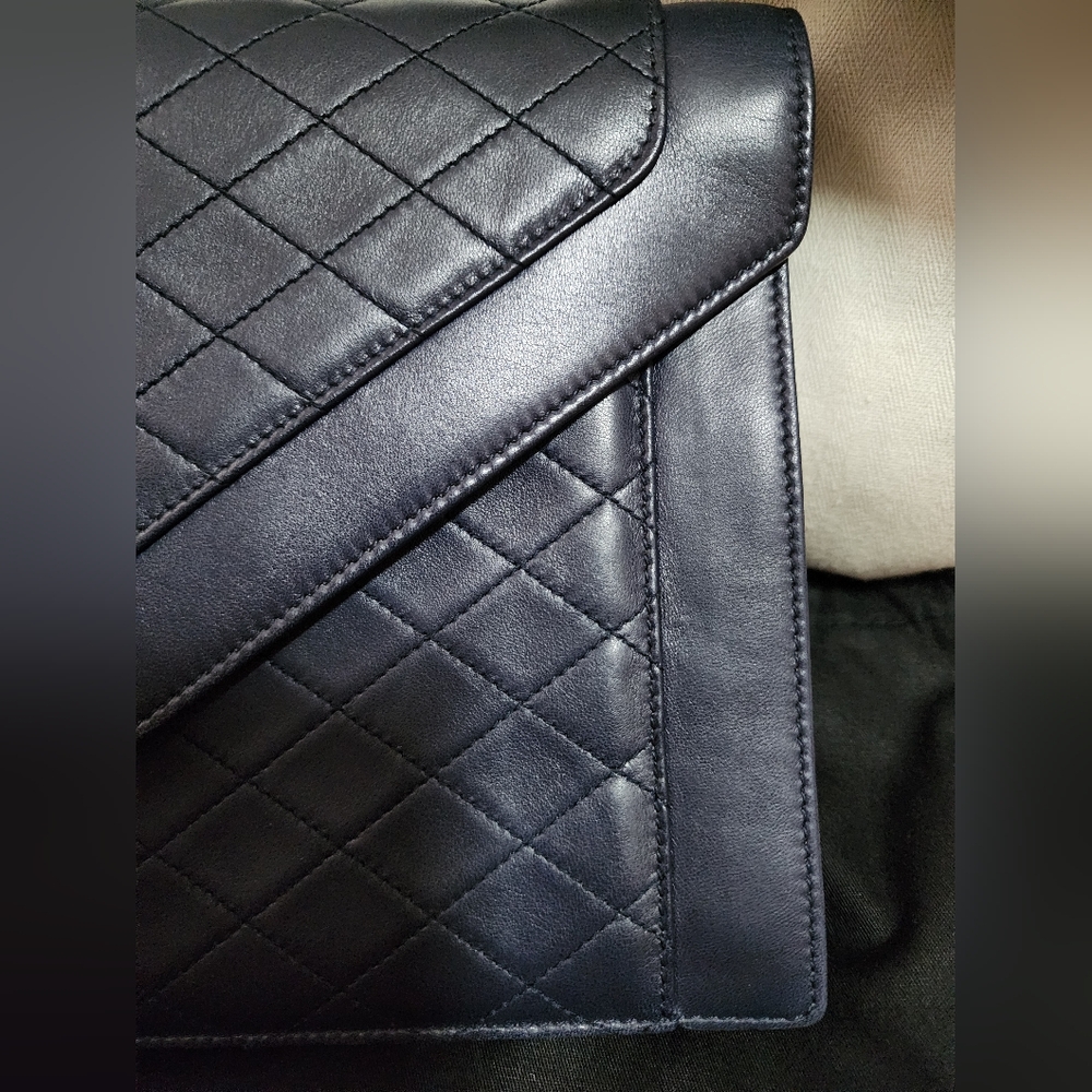 Saint Laurent Dark Navy Gaby Envelope Satchel Quilted Lambskin Leather - Picture 9 of 15